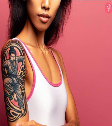 A Jiu-Jitsu tattoo of a practitioner executing a move A Jiu-Jitsu tattoo of a practitioner executing a move