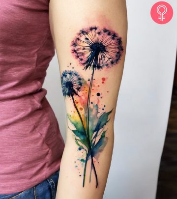 A dandelion tattoo on the arm