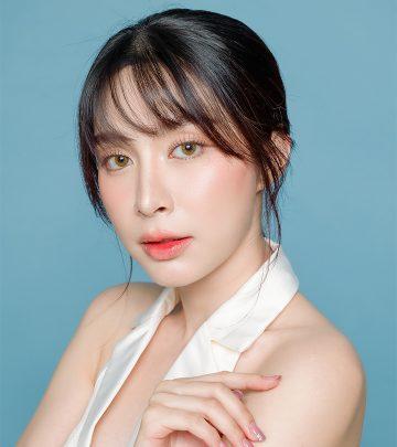 An Asian woman with bangs An Asian woman with bangs