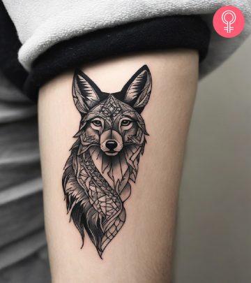 Coyote tattoo on a man’s arm Coyote tattoo on a man’s arm