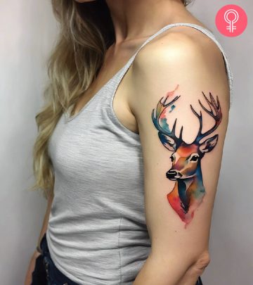 Deer Antler Tattoo on a woman