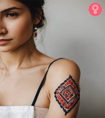 Embroidery tattoo on the arm