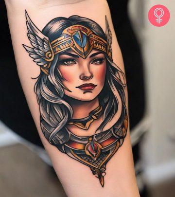 A Valkyrie tattoo on the arm A Valkyrie tattoo on the arm