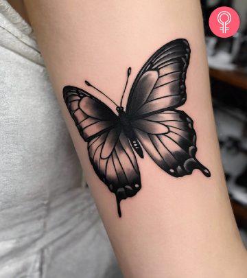 An anxiety tattoo on the arm of a woman