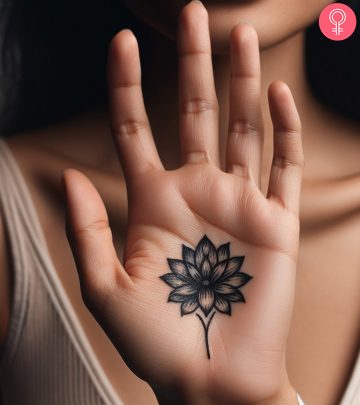 Flower tattoo on the palm