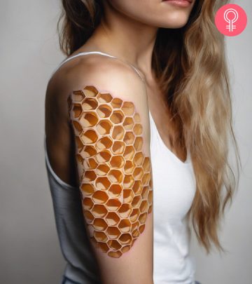 Honeycomb tattoo on the forearm