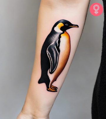Penguin tattoo on the arm