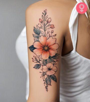 A floral back of arm tattoo A floral back of arm tattoo