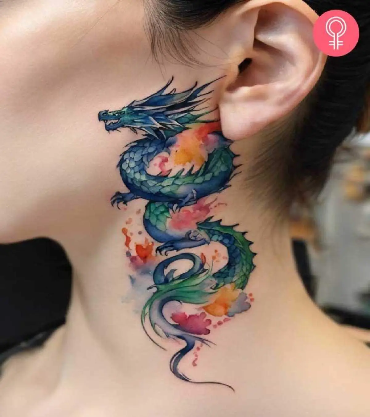 Stunning Red Ink Neck Tattoo Ideas