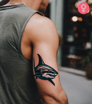 Aesthetic shark tattoo on the arm Aesthetic shark tattoo on the arm