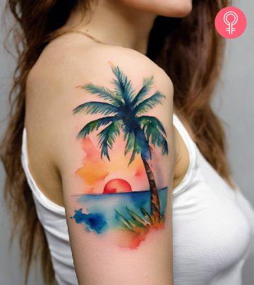 A cuban tattoo on the upper arm of a woman A cuban tattoo on the upper arm of a woman