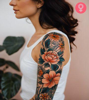 A gap filler tattoo on a woman’s arm A gap filler tattoo on a woman’s arm
