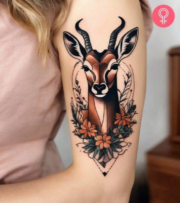Antelope tattoo on the upper arm Antelope tattoo on the upper arm