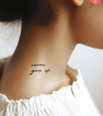 Never Give Up tattoo on the neck Never Give Up tattoo on the neck