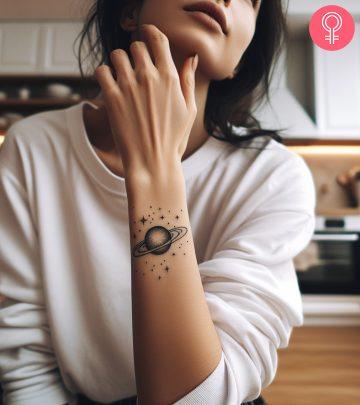 A woman with an universe tattoo A woman with an universe tattoo