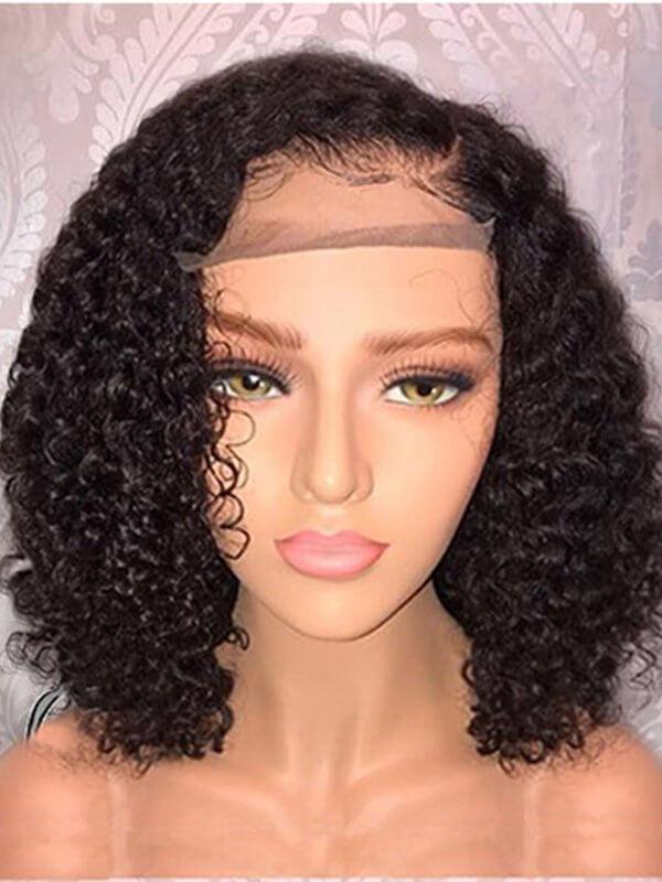 Short curly lace closure wig/ cooperate wig style/ new in wig style - Wigs  black, average, curly, short, human hair