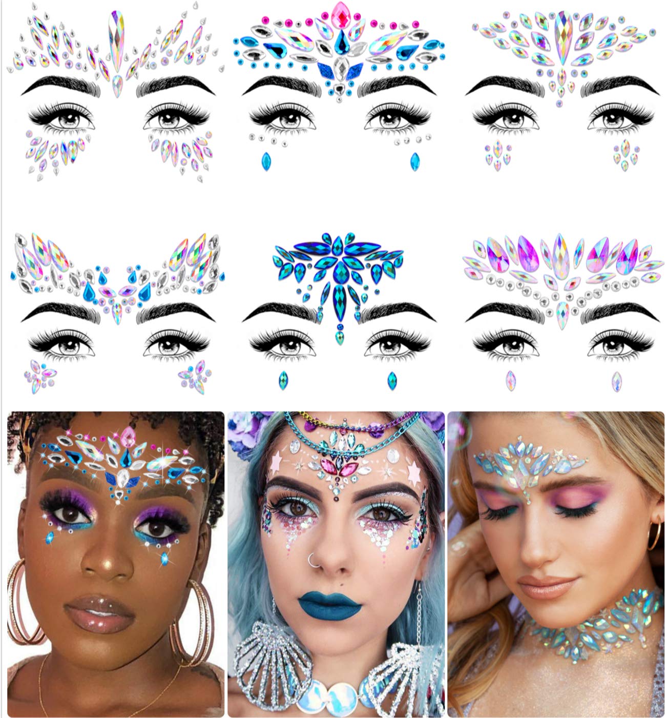Face Decorations Music Festival Stickers Makeup Art Face Stickers