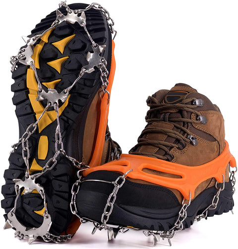 Ice Grippers Cleats for Shoes and Boots - 2 Pack Anti Slip Shoe Grip  Crampons Spikes for Snow and Ice Make Winter Walking Safer and Provide  Stability