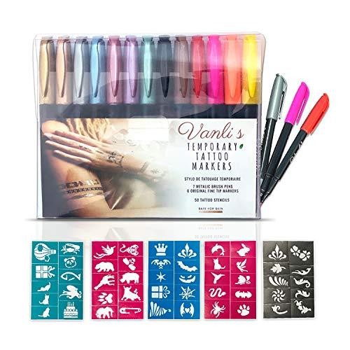 Looney Zoo'sTemporary Tattoo Markers - 10 Pack + Stencils