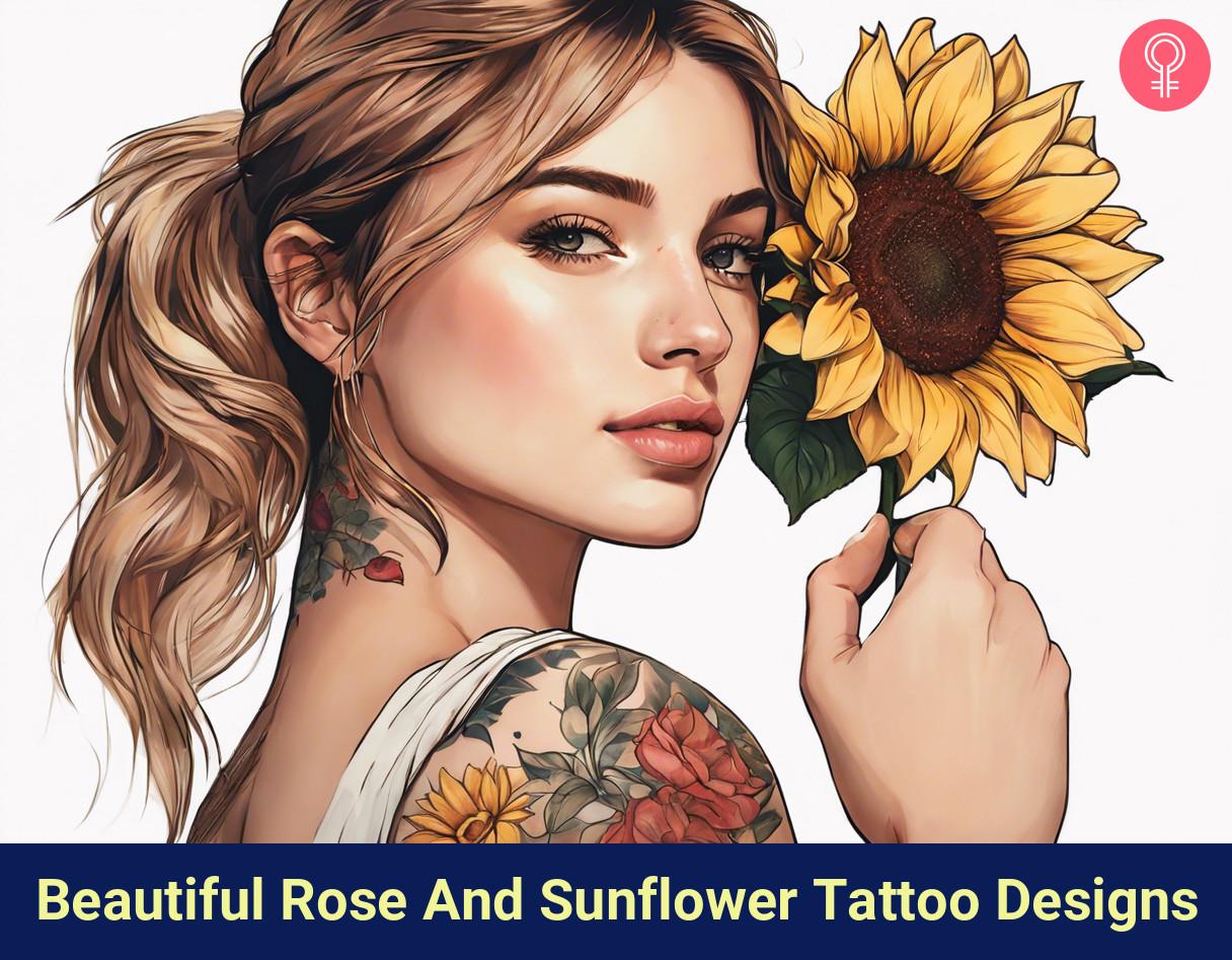 40 Beautiful Rose And Sunflower Tattoo Designs