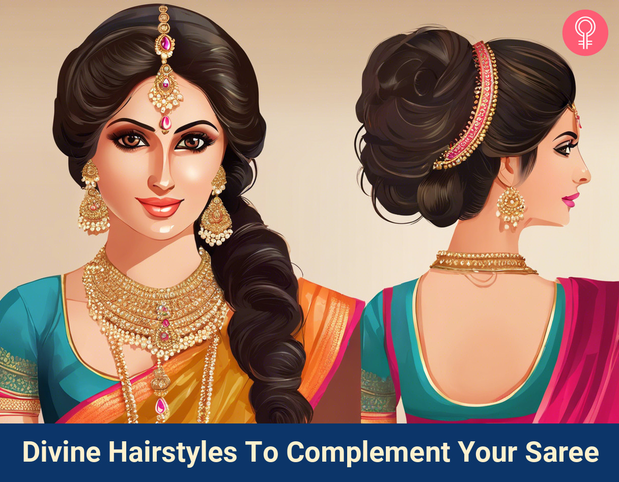 divine hairstyles to complement your saree illustration